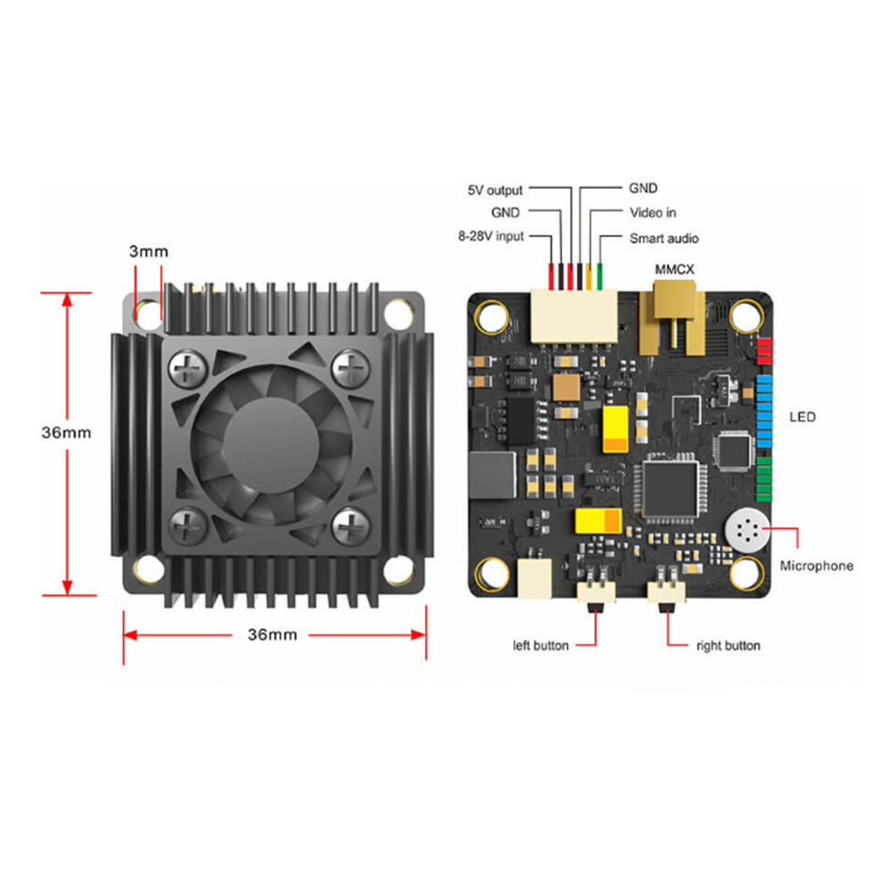 AKKUltraLongRangeVTXUpto10KMwithFanMICSmartaudio58Ghz250mW1000mW2000mW3000mW1W2W3W305305mmMMCXRP-SMA-1825281-2