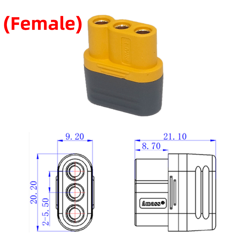 AmassMR60ConnectorBrushlessMotorESCMaleFemaleDockingTerminalToyModelAccessories3-PinTerminalBlock-1976451-1