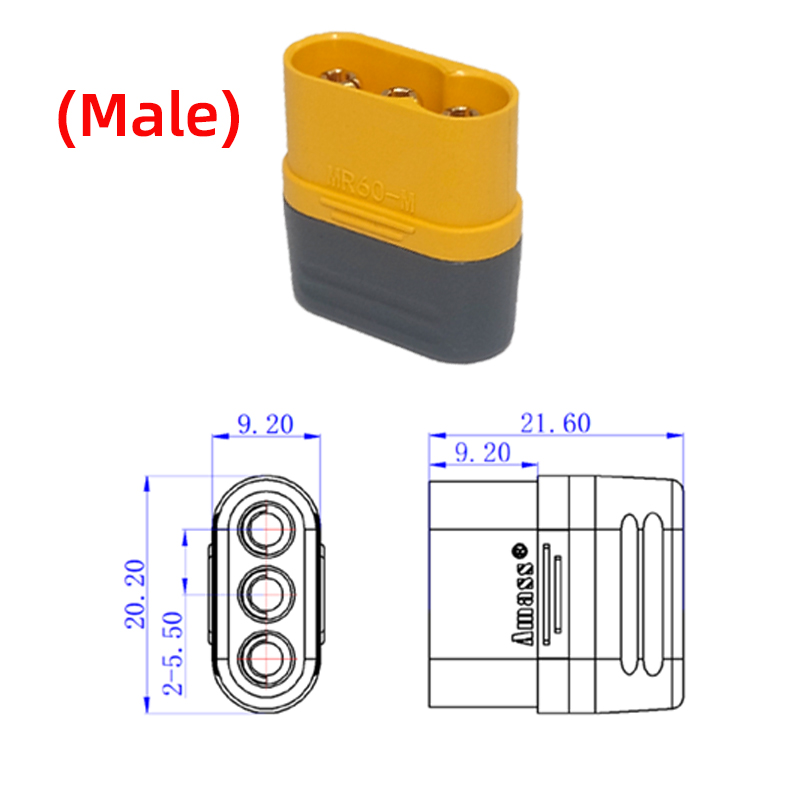 AmassMR60ConnectorBrushlessMotorESCMaleFemaleDockingTerminalToyModelAccessories3-PinTerminalBlock-1976451-2