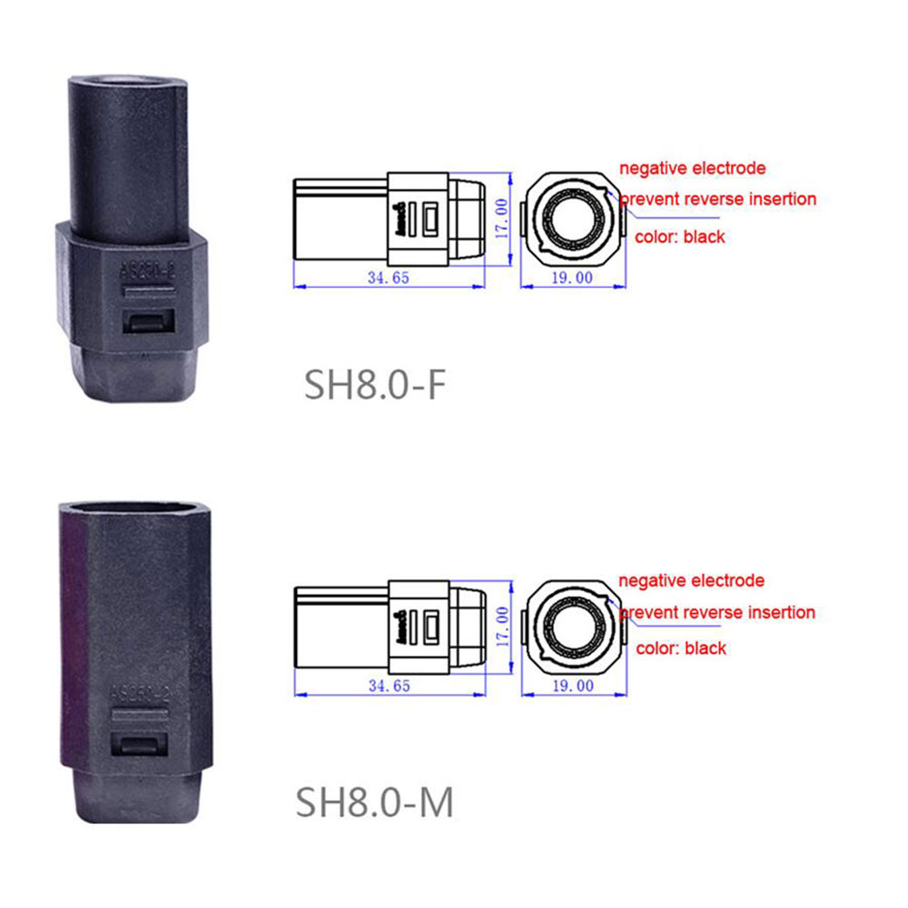 AmassSH80LargeCurrentFlameRetardantPowerPlugMaleFemaleConnectorAS250-1-28mmforRCModelBattery-1976457-1