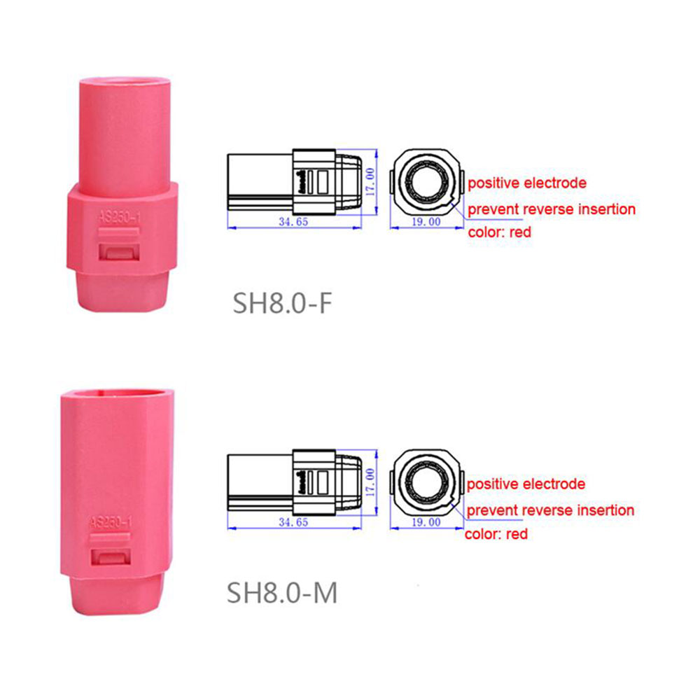 AmassSH80LargeCurrentFlameRetardantPowerPlugMaleFemaleConnectorAS250-1-28mmforRCModelBattery-1976457-2