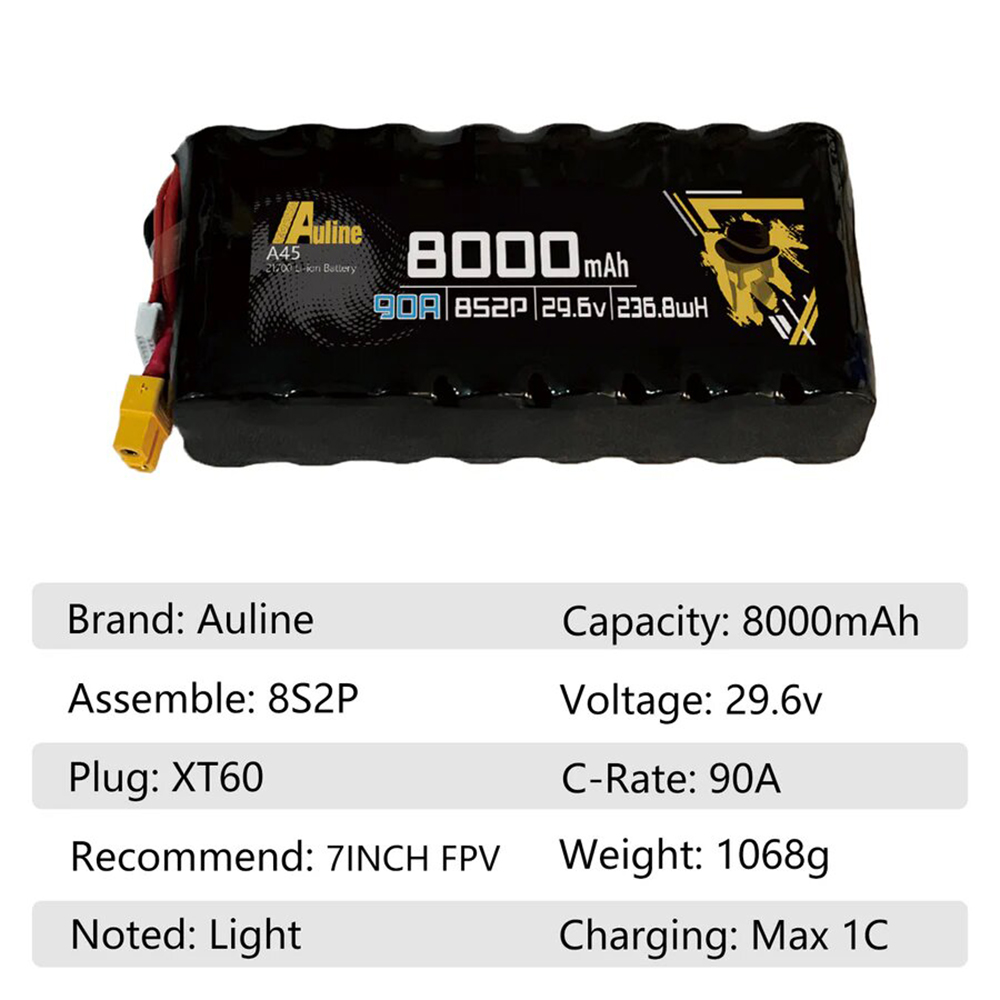 Auline21700A45296V8000mAh8S2P90ALiPoBatteryXT60PlugforRCDrone-2015466-1