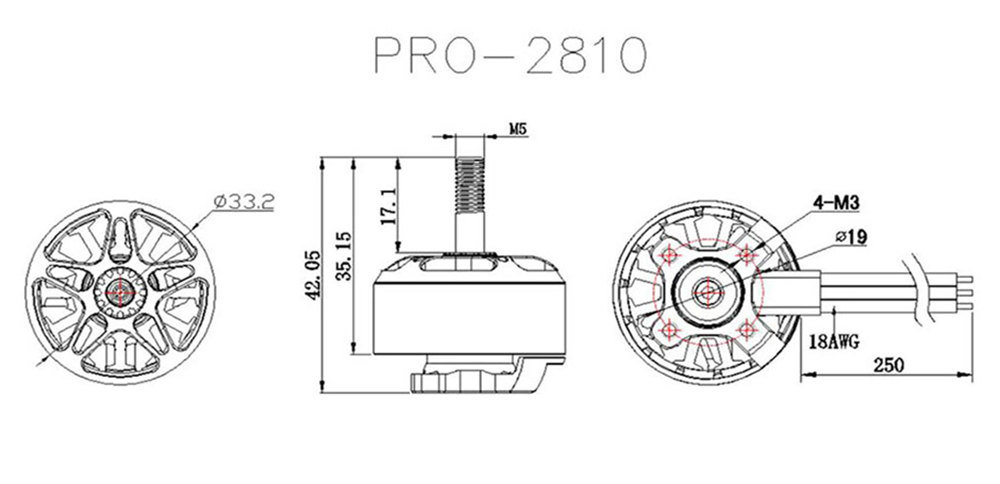 EMAXProSeries2810950KV1150KV3-6SBrushlessMotorfor7Inchto8InchFPVRCRacingDrone-2009068-6