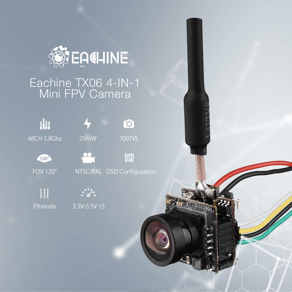 EachineTX06700TVLFOV120Degree58Ghz48CH25mWSmartAudioMiniFPVCameraSupportPitmodeAIOTransmitterForRCDr-1413572-1