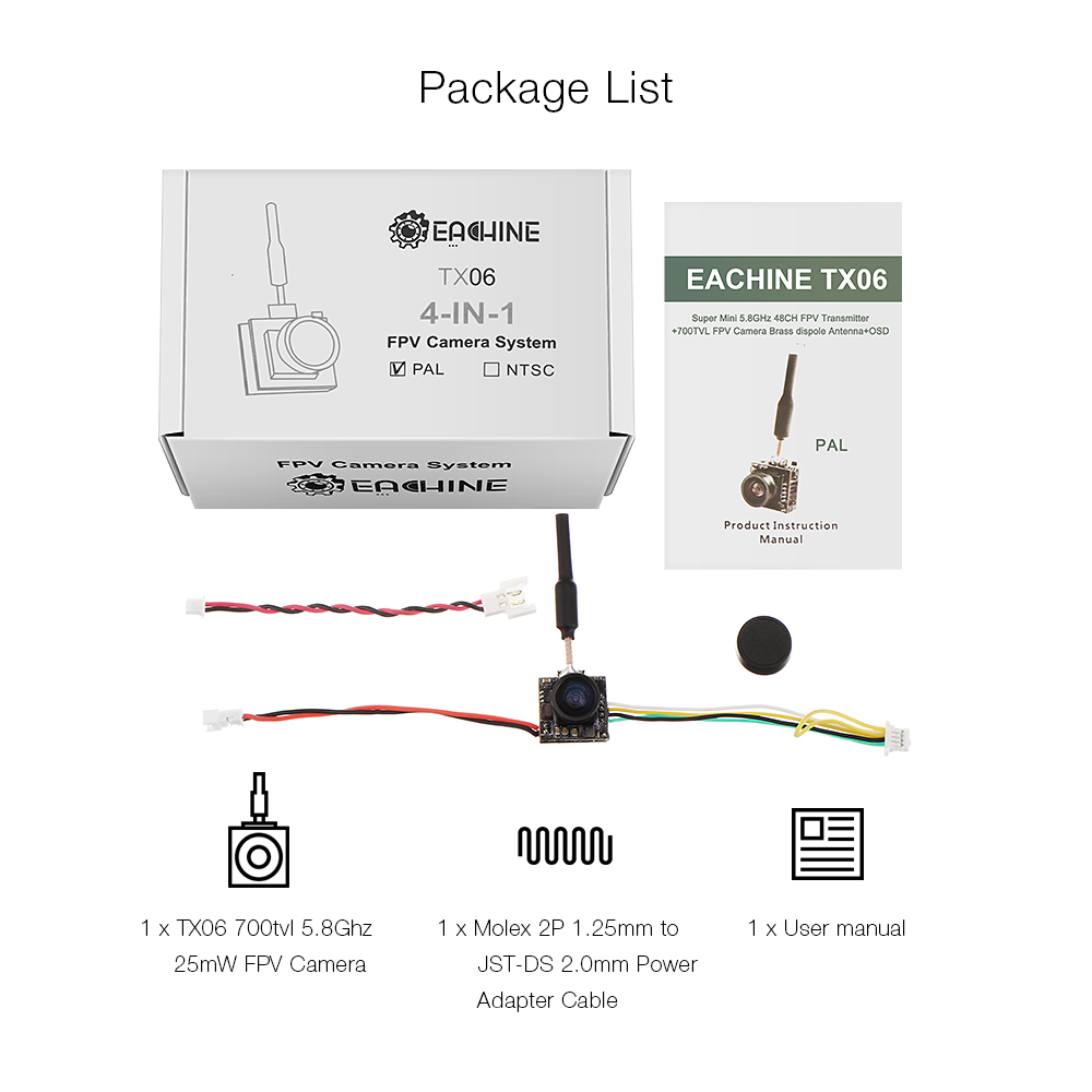 EachineTX06700TVLFOV120Degree58Ghz48CH25mWSmartAudioMiniFPVCameraSupportPitmodeAIOTransmitterForRCDr-1413572-7