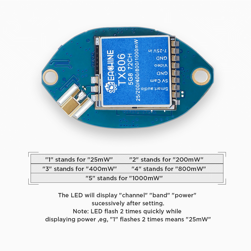 EachineTX806LeafVersion58Ghz72CH25mW200mW400mW800mW1000mWFPVTransmitterSmartAudioPitModeAVVTXMMCXWit-1384224-4