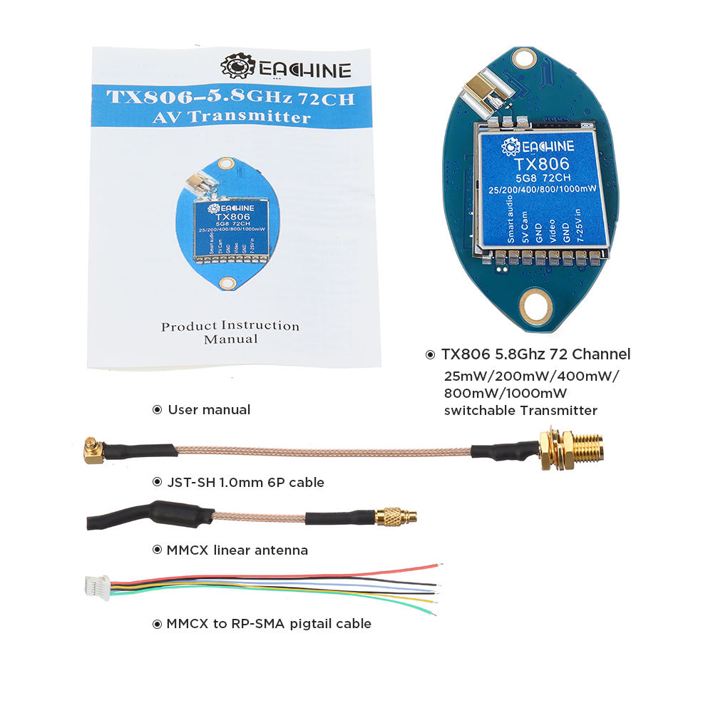 EachineTX806LeafVersion58Ghz72CH25mW200mW400mW800mW1000mWFPVTransmitterSmartAudioPitModeAVVTXMMCXWit-1384224-8