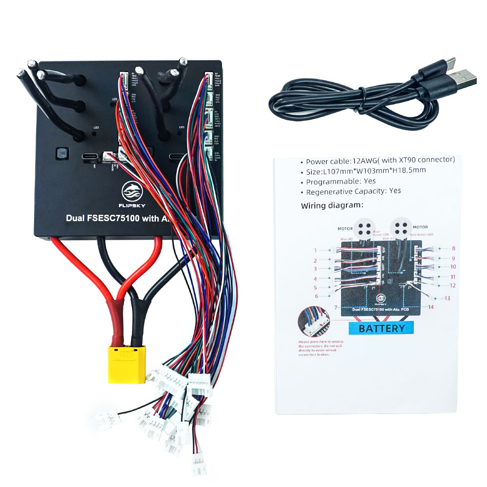 FlipskyESCDual75100withAluminumPCBforElectricSkateboardScooterEbikeSpeedControllerRCCarsModelsParts-1972534-3