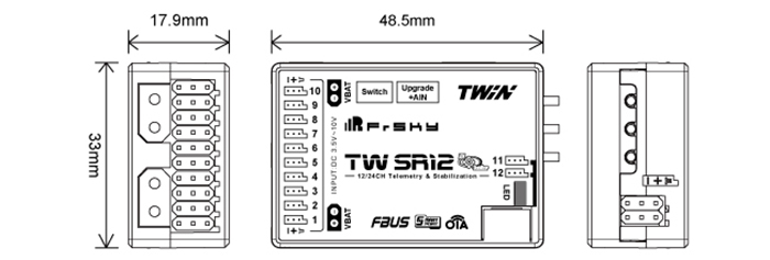 FrSkyTWSR12Dual24G1224CHADVStabilizerReceiverwithTripleAntennasDualXT30ConnectorsFBUSSPortPWMSBUSOut-1996467-1