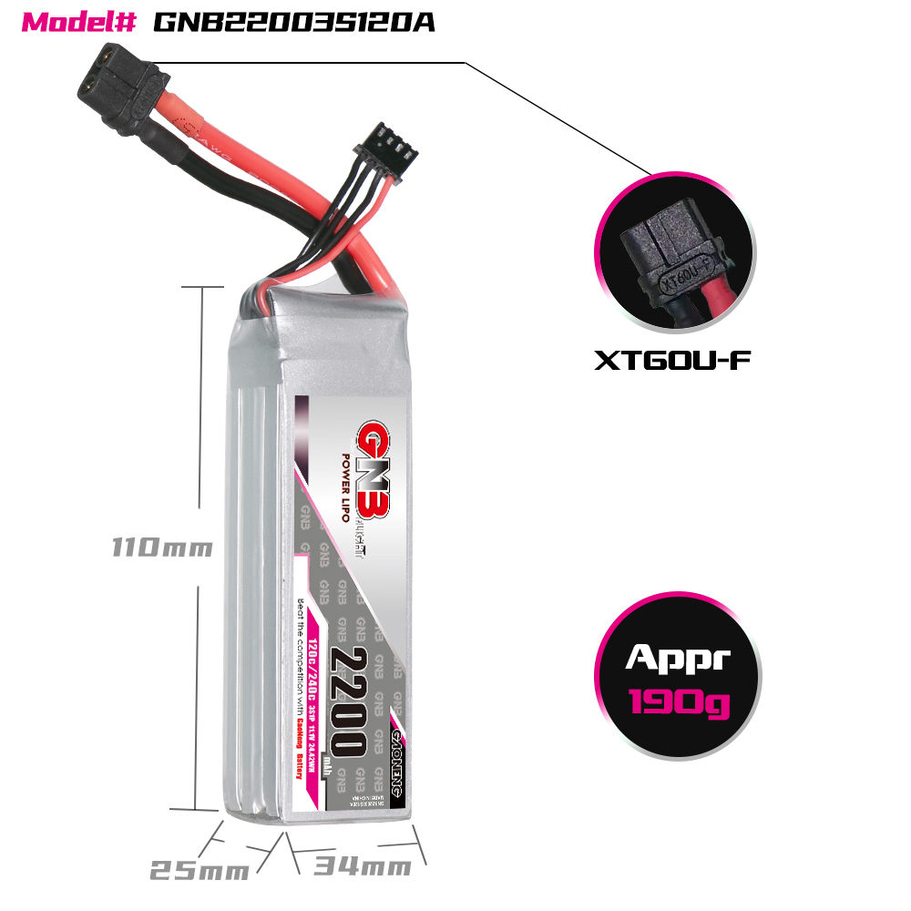 GAONENGGNB111V2200mAh120C3SLiPoBatteryXT60TPlugforRCCarVehiclesQuadcopter-2003364-2