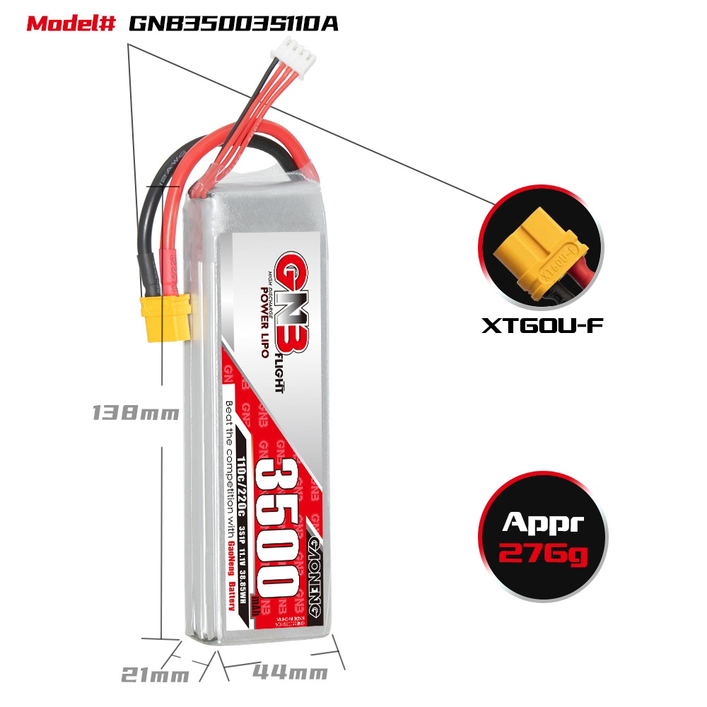 GAONENGGNB111V3500mAh110C3SLiPoBatteryXT60TPlugforOff-RoadandOn-RoadRCCarHelicopterAirplane-2003723-2