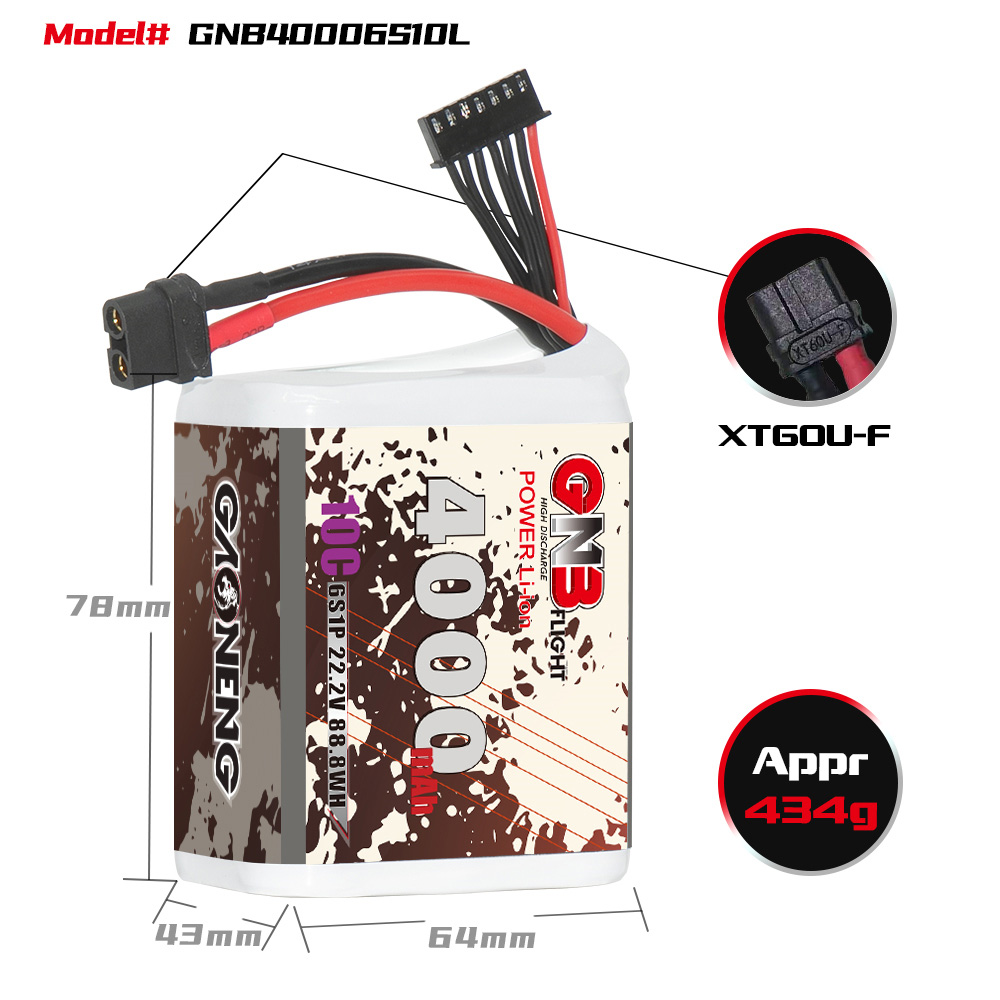 GAONENGGNB6S222V4000mAh10CXT60Li-ionBatterymadewithLi-ionLithiumIon21700for300mm-380mmFPVLongRangeDr-1999012-2