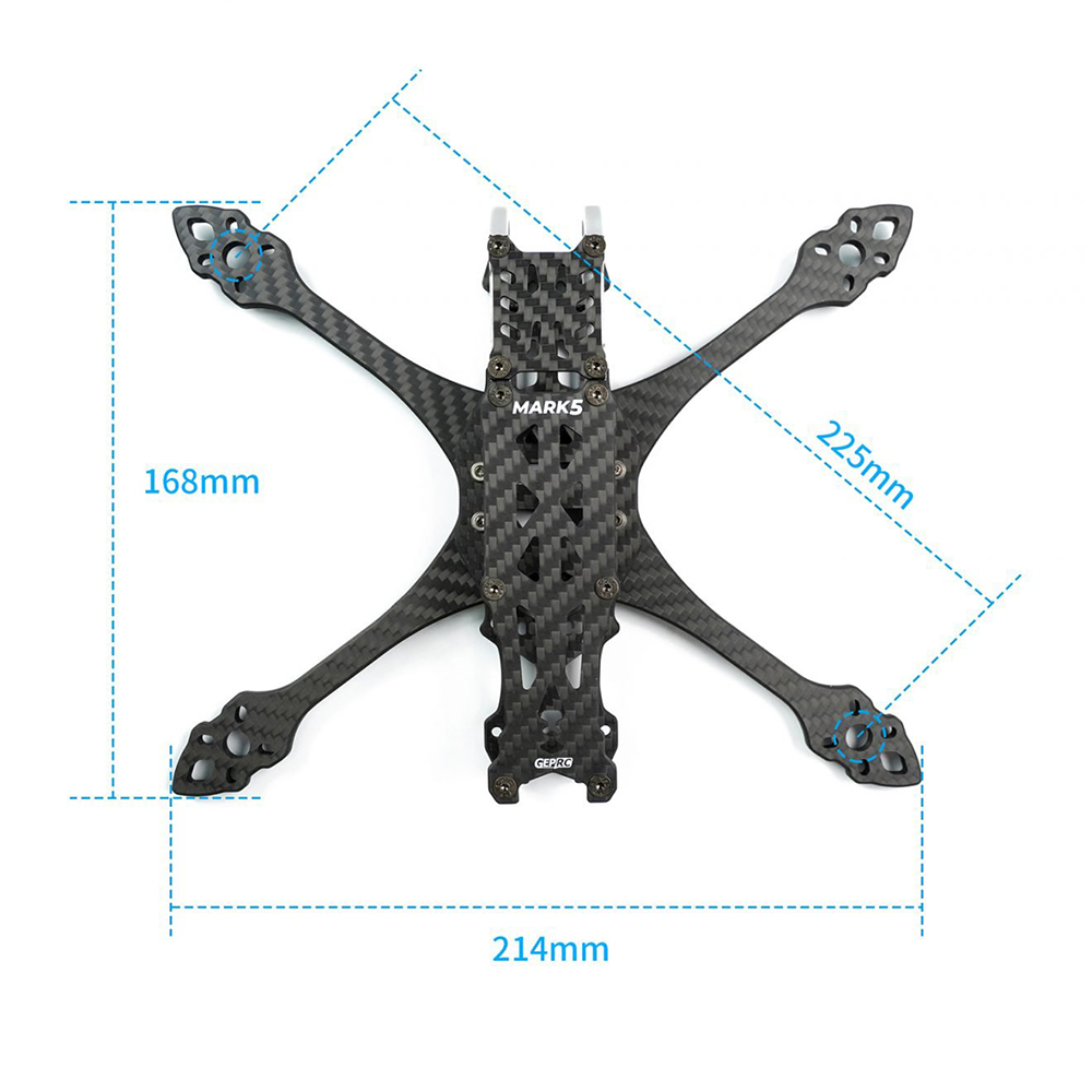 GEPRCGEP-MK5225mmWheelbase5mmArmThicknessCarbonFiberXTypeFrameKitforMark5HDRCDroneFPVRacing-1936019-4