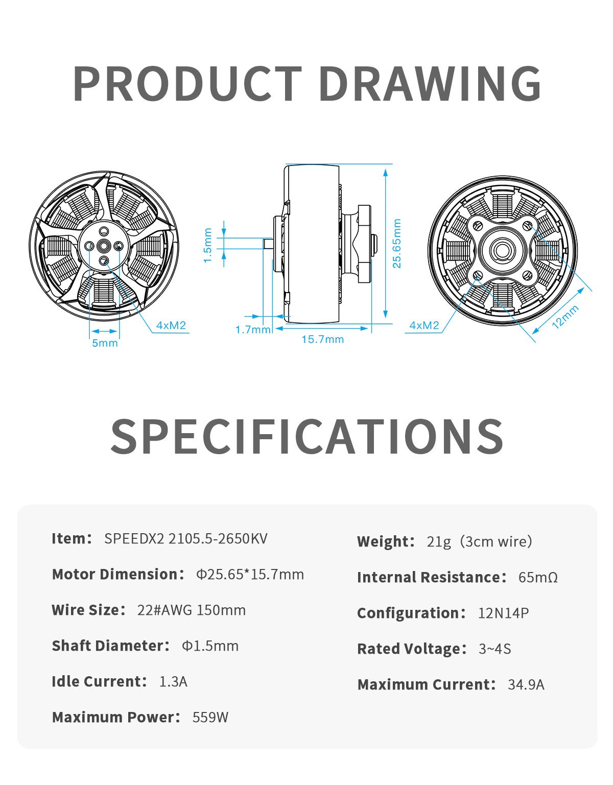 GEPRCSPEEDX2210552650KV3450KV3-4SBrushlessMotorforFPVRacingRCDrone-1949985-11