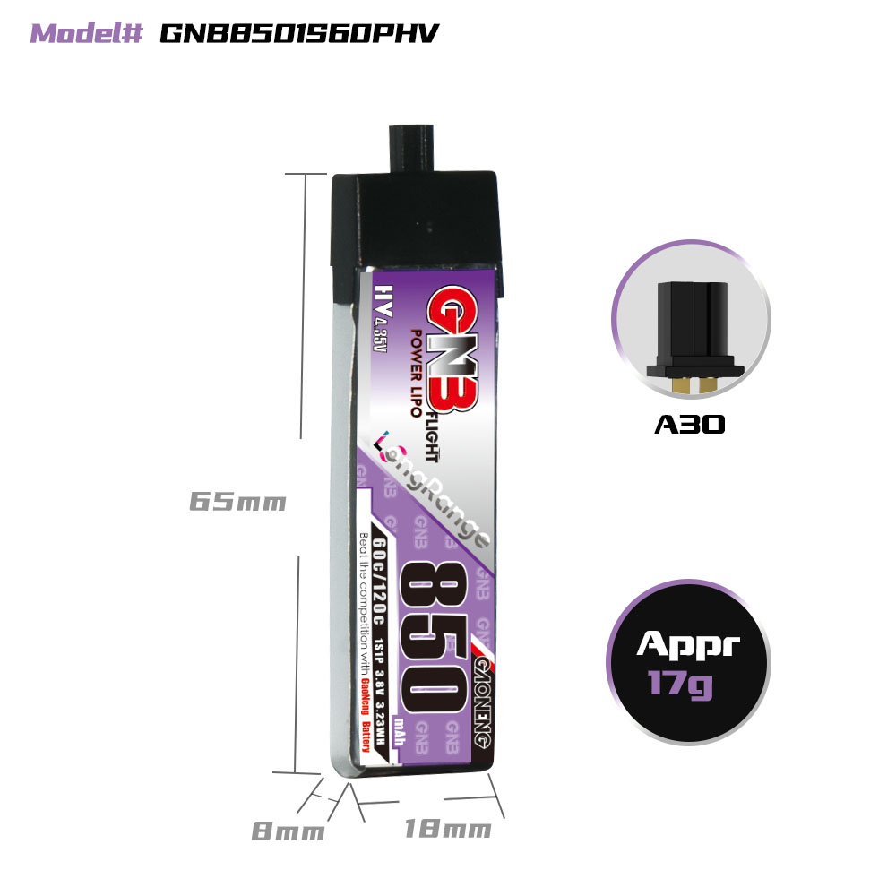 Gaoneng38V850mAh60C1SLiHVBatteryA30PlugforEmaxTinyhawkSBetaFPVBeta75X-1989141-6