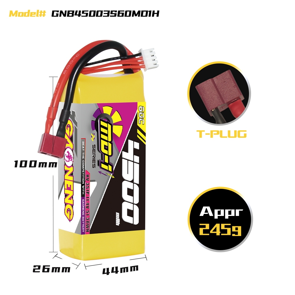 GaonengGNB114V4500mAh60C3SLiHVBatteryTPlugXT90Plugfor1101817ScaleRCCarRCAirplaneHelicopter-1992006-6