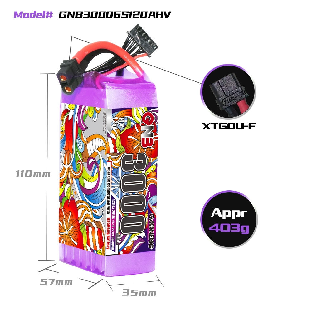 GaonengGNB228V3000mAh120C6SLiHVBatteryXT60XT90PlugforBladeScimitarLRXQuadE-fliteAirplaneRCBoat-1991918-5