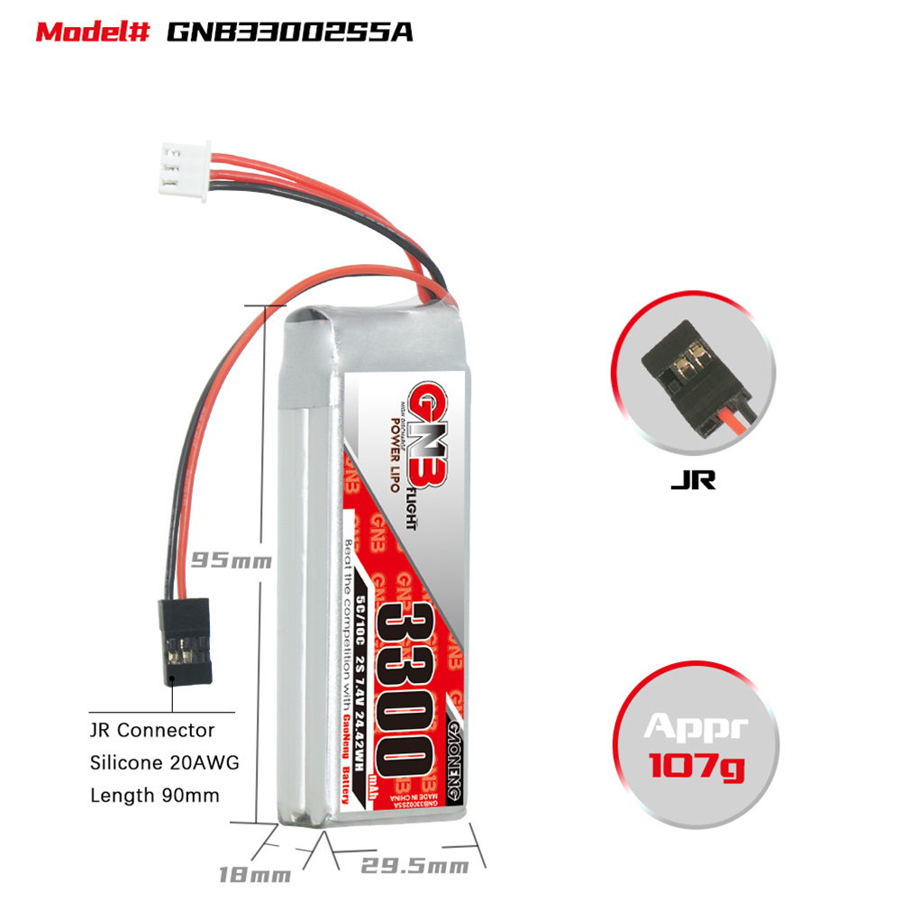 GaonengGNB74V3300mAh5C2SLiPoBatteryJRPlugforAirtronicsSanwaMT-4M11XM12TransmittersExzes-XAquila-6SD-1991921-1