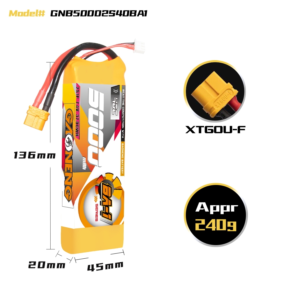 GaonengGNB74V5000mAh40C2SLiPoBatteryTPlugXT60Plugfor110and18scaleRCHobbyModelsRCCarBoat-1992003-6