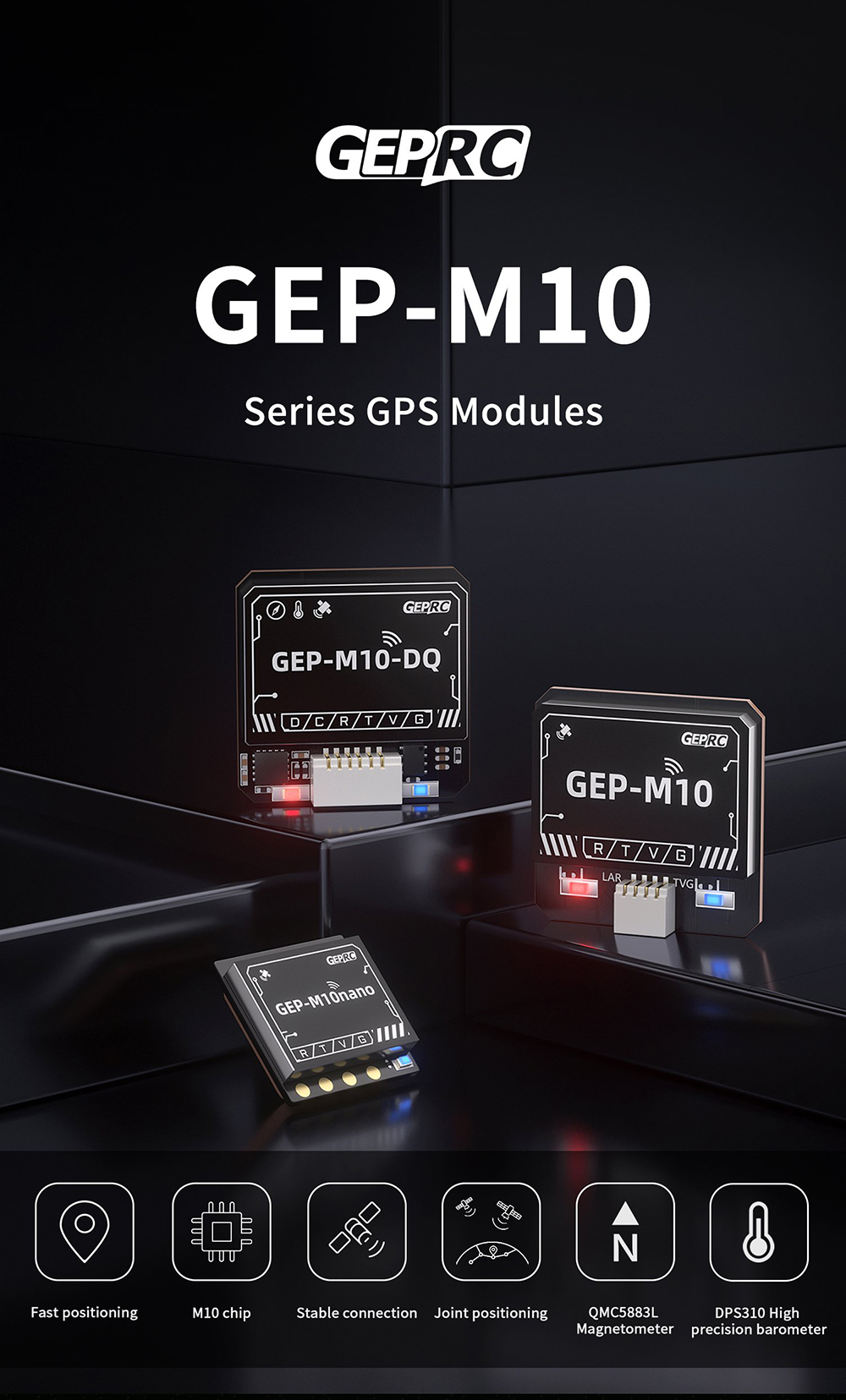 GeprcGEPM10SeriesGPSModule33-5VM10ChipBarometerBDSGalileoQZSSSBASwithOnboardIndicatorLightforFPVRaci-1992833-1