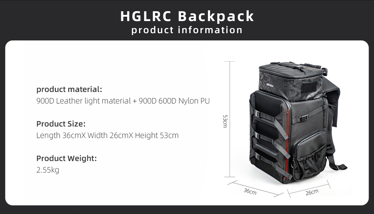 HGLRC335LWaterproofandSolidTypeOutdoorTravelCameraFPVBackpackBagSupport16InchLaptopTripodforRCDroneF-1984060-3