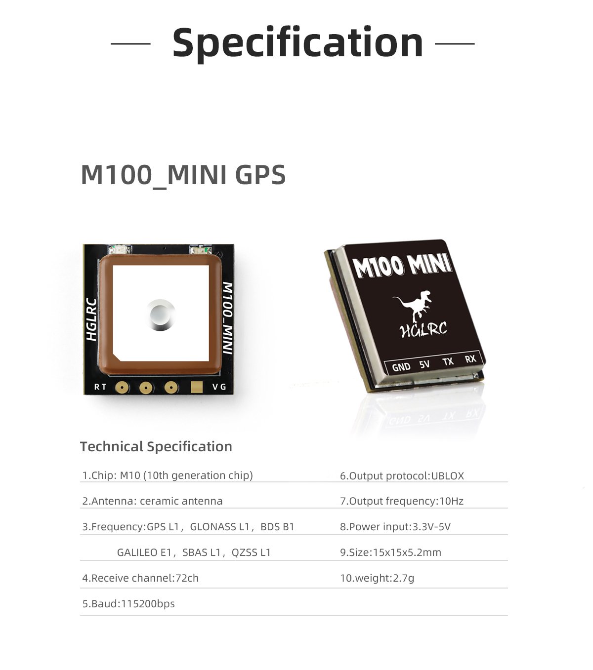 HGLRCM100MINIGPSModuleM10ChipBuilt-inCeramicAtennafor2-7InchFreestyleLongRangeFPVRacingRCDrone-1982120-1