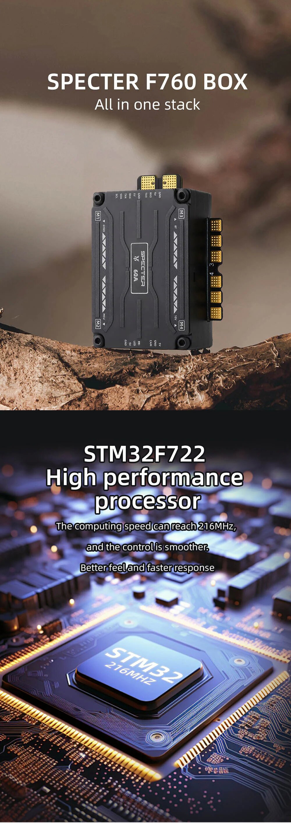 HGLRCSPECTERF760BOXIntegratedStack20x20mmF7FlightControllerwith10V5VBECAIO60ABL324in1ESCforDIYFPVRCR-2012498-1