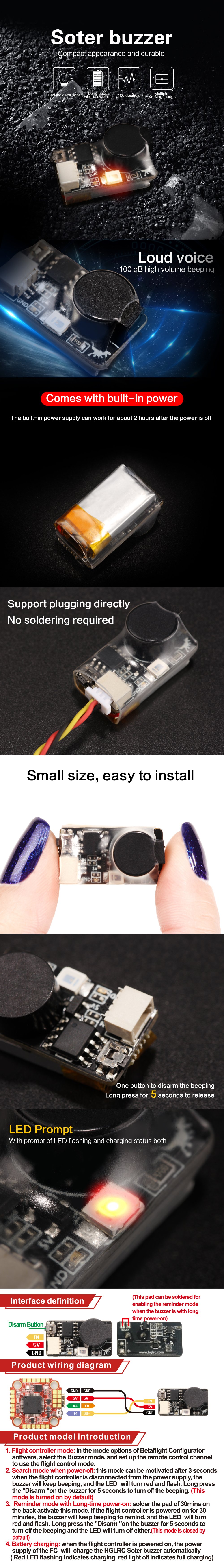 HGLRCSoter22x12x12mmSuperLoudBuzzer5VwithLEDForFPVRacingRCDrone-1831253-2