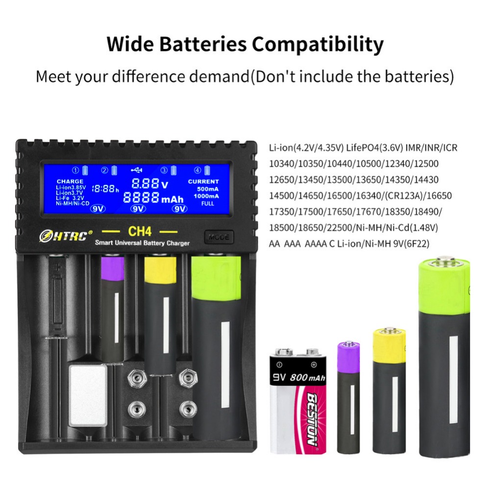 HTRCCH4BatteryChargerLi-ionLi-feNi-MHNi-CDSmartFastChargerfor18650266506F229VAAAAA1634014500BatteryC-1698784-2