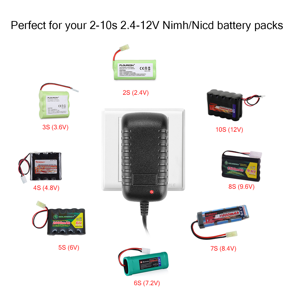 HTRCSmartNimhNicdChargerRCChargerwith6ConnectorsMiniTamiyafor2-10SNimhNicdBatteryofAirsoftRCCarBoatD-1989722-2