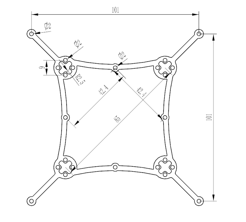 HappymodelCine8SparePartReplaceBottomPlateBoard3KCarbonFiberforMountingMotorRCDroneFPVRacing-1817308-4