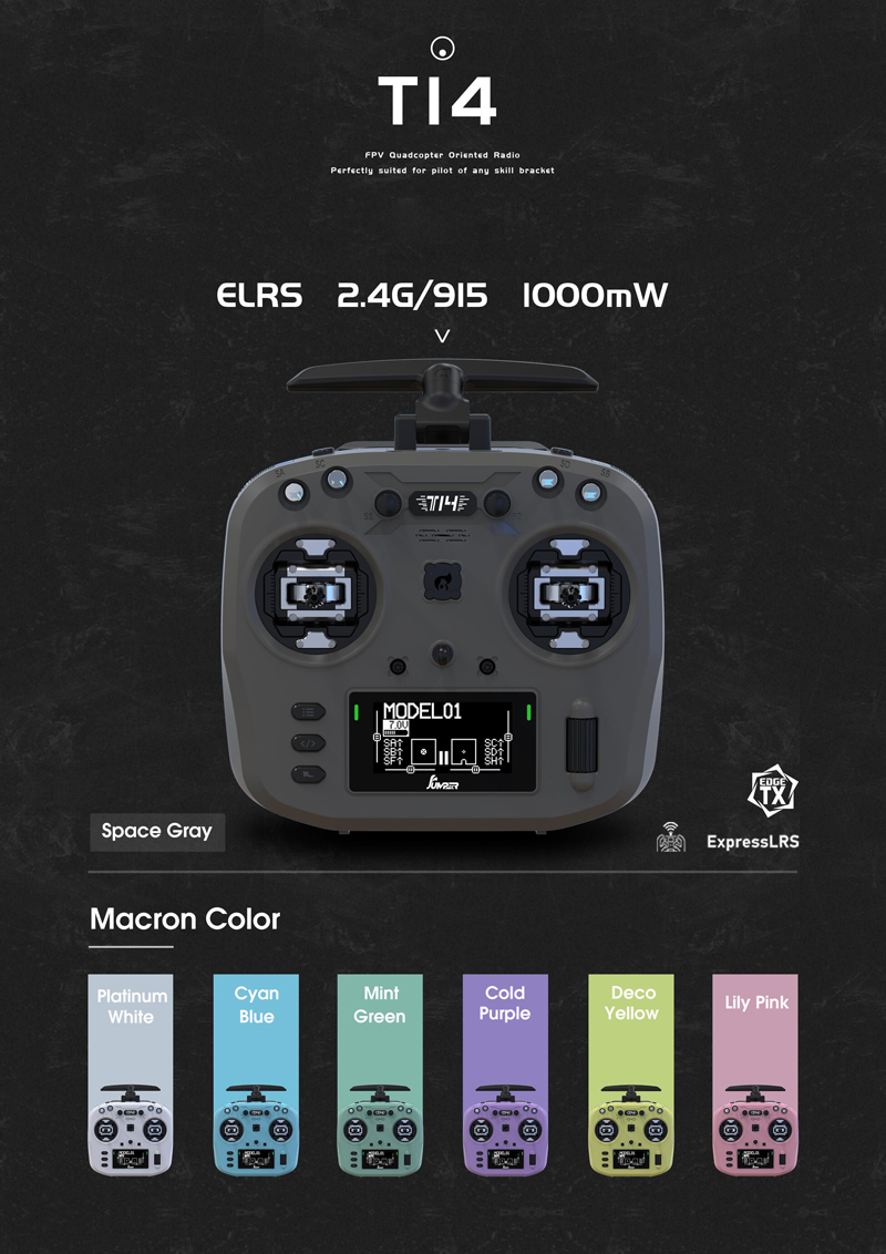 JumperT14MacaronColor24GHz915MHz1WELRSHallSensorGimbals242OLEDScreenEdgeTXRadioControllerforFPVRCRac-2013783-1