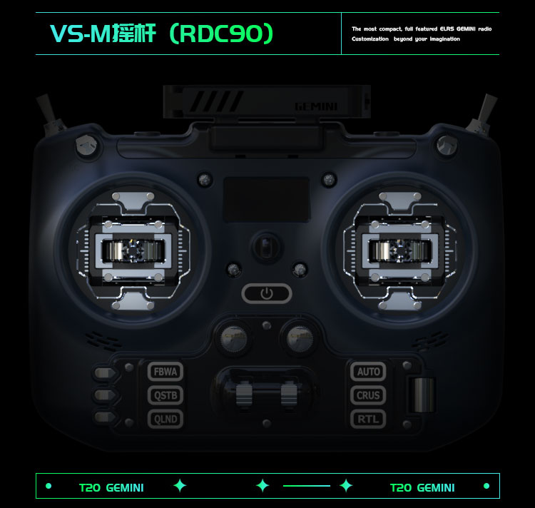 JumperrcT20V2Gemini24GHzDual-FrequencyELRSRadioControllerRDC90SensorGimbalsOLEDScreenEdgeTXRadioTran-2013002-3