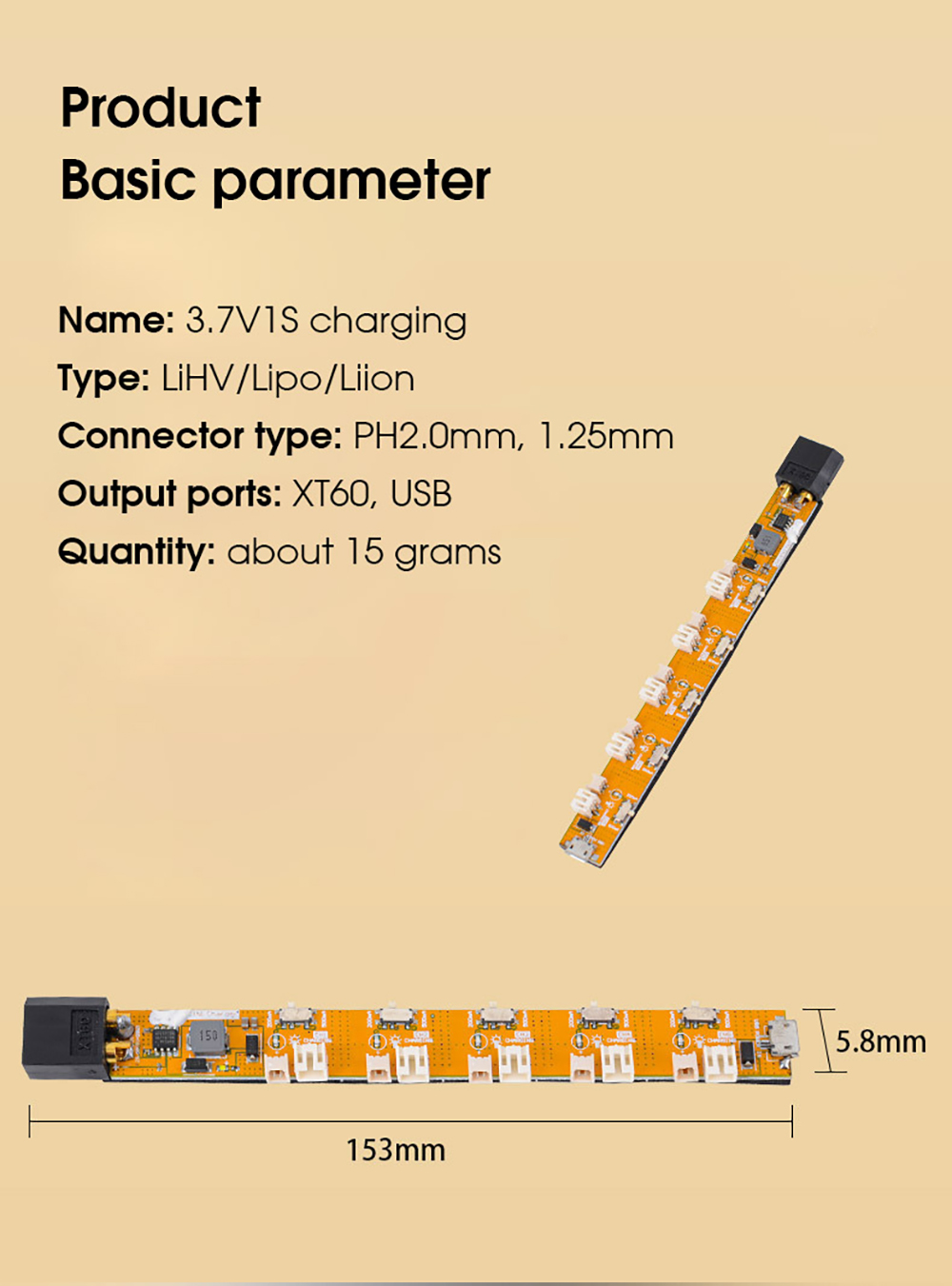 LDARC1S37V5-WayUSBChargerwithXT60PlugSupport1SLipoBatteryPH20125mmPlugforMobula7Moblite7WhoopFPVRaci-1993367-5