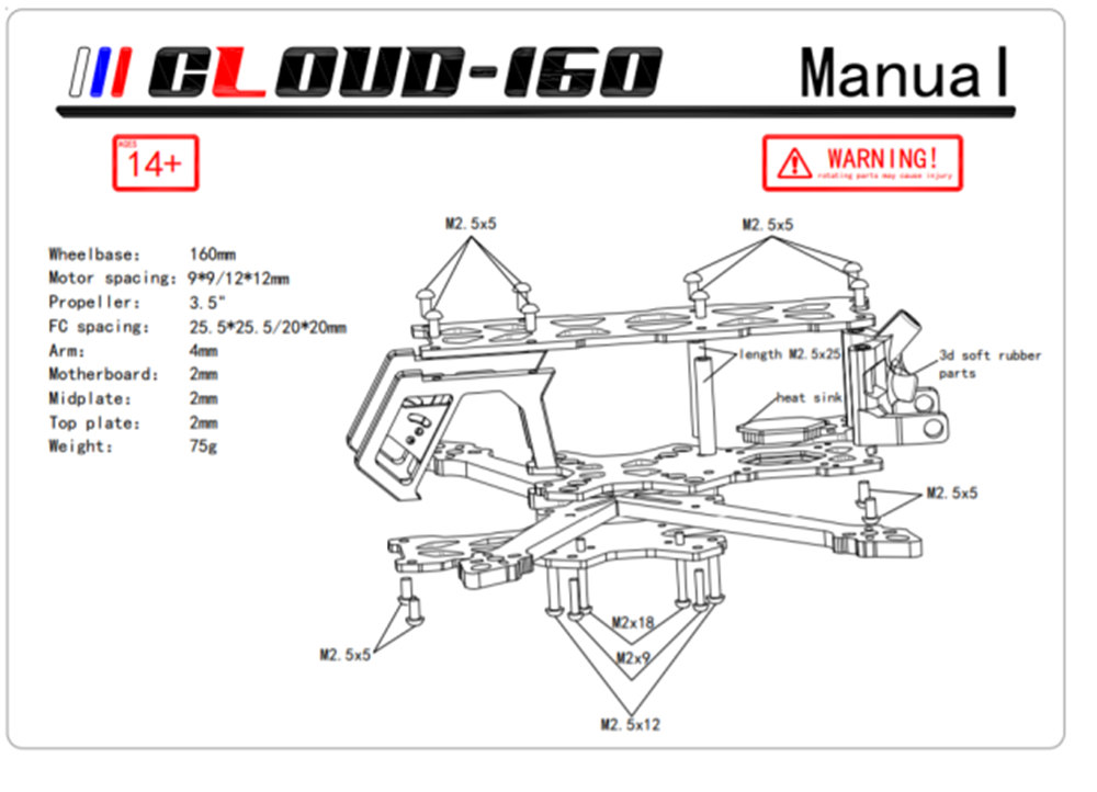 LHCXRCCLOUD160160mmWheelbase4mmArmThickness35InchDIYFrameKitSupportDJIO3AirUnitforRCDroneFPVRacing-1987406-4