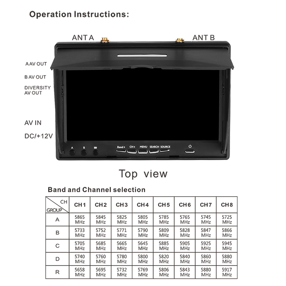 LSTLT5802S58G40CH8004807InchFPVMonitorBuiltinDualReceiverBatterywithAntennasforRCDrones-2009188-3