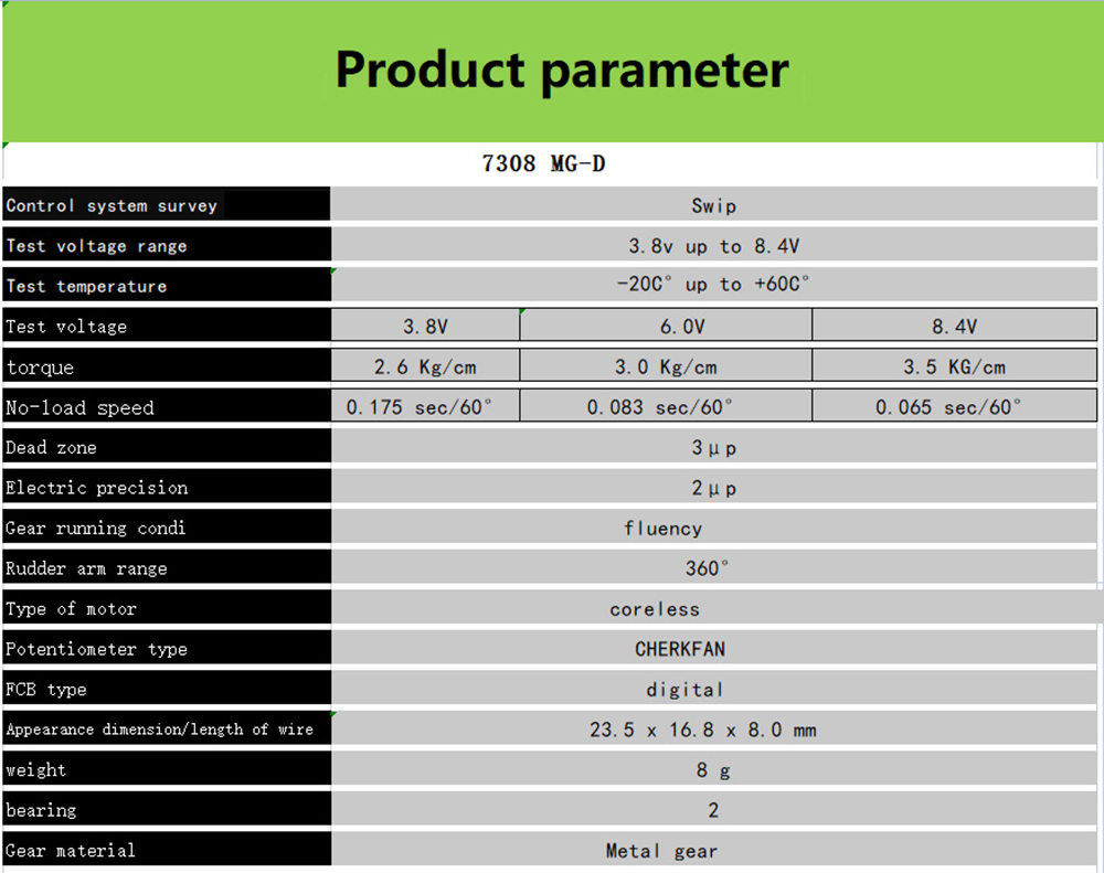 PTK7308MG-DMicroServo8gWholesaleDigitalMetalToothMetalCaseModelAirplaneDLGGliderAircraftServoKtsX08-2010865-2