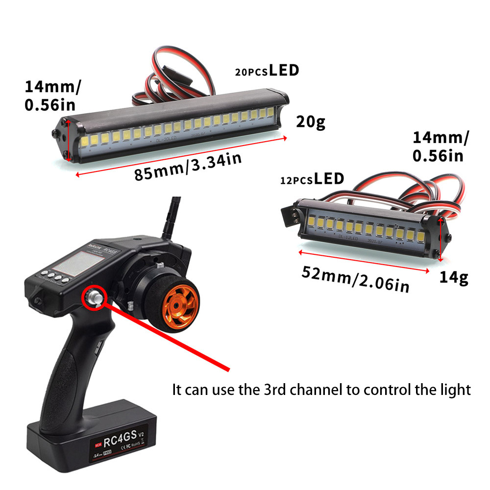 RCCarPartRoofLEDLightBarLamp52mm85mmSearchlightfor110TRX4TRX6AxialSCX10KMRCCrawlerCarParts-1979204-1