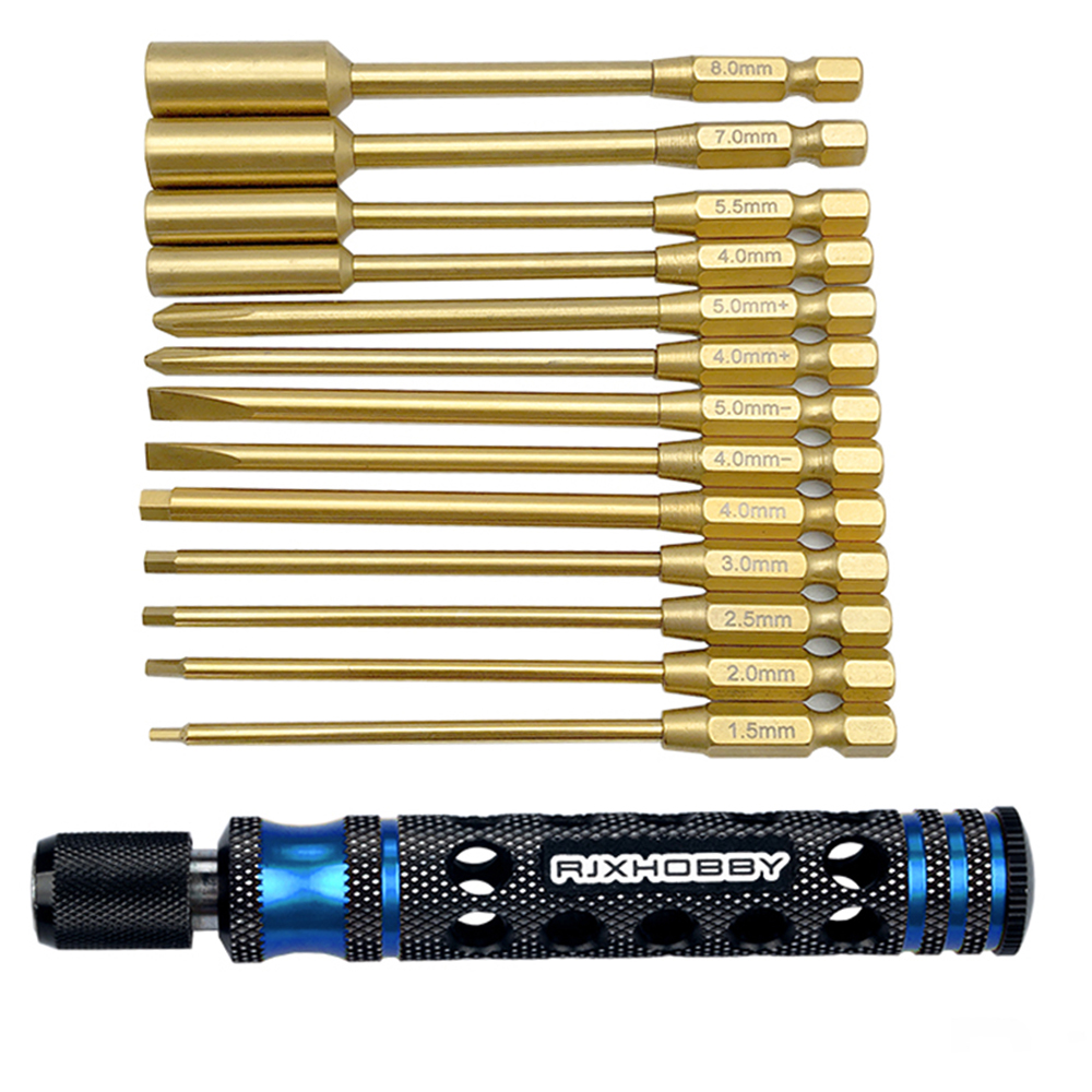 RJXHOBBYRJX3255BLU14in1HexNutPhillipsFlatScrewdriverforRCCarHelicopterFPVDrone-1909390-2