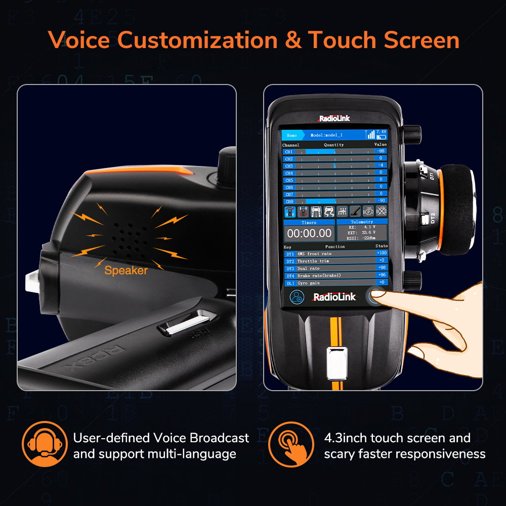 RadiolinkRC8X24GHz8CH43-InchFullColourTouchScreenLCDRadioTransmitterSupportVoiceCustomizationWith200-1974515-2