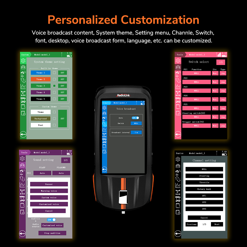 RadiolinkRC8X24GHz8CH43-InchFullColourTouchScreenLCDRadioTransmitterSupportVoiceCustomizationWith200-1974515-4