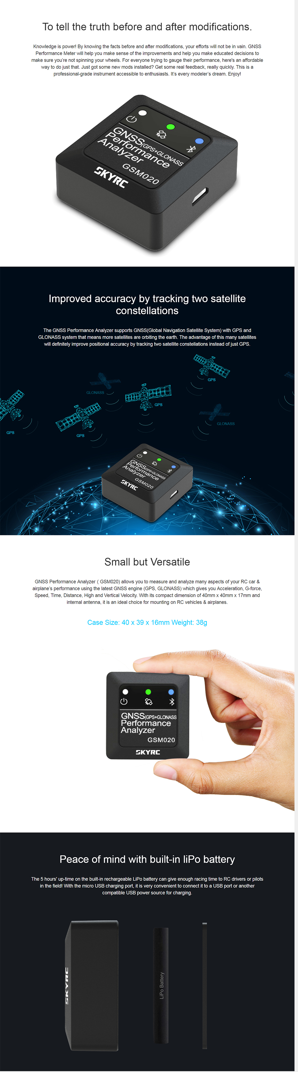 SKYRCGSM020GNSSPerformanceAnalyzerPowerBluetoothAPPGPSSpeedMeterforRCCarHelicopter-1631247-1