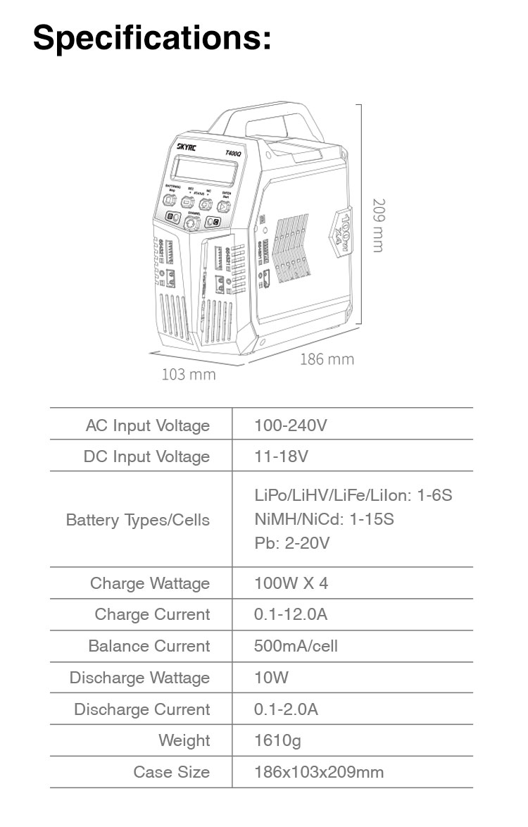 SKYRCT400QACDC100X4LipoBatteryBalanceChargerDischargerfor1-6SLiPoBattery-1976698-9