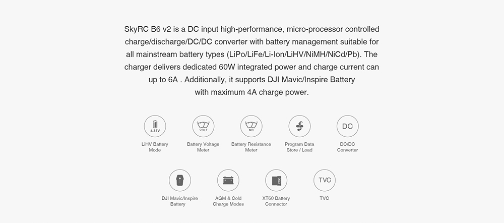 SKYRCiMAXB6V260W6ADC25mmXT60DualInputBatteryBalanceChargerDischargerwithXT60OutputforLipoLi-ionLiHVL-1596876-3