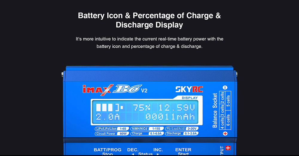 SKYRCiMAXB6V260W6ADC25mmXT60DualInputBatteryBalanceChargerDischargerwithXT60OutputforLipoLi-ionLiHVL-1596876-5