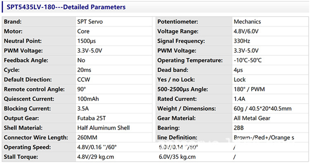 SPTServoSPT5435LV-18035KGLargeTorqueMetalGearDigitalServoForRCRobotArmRCCar-1577509-1