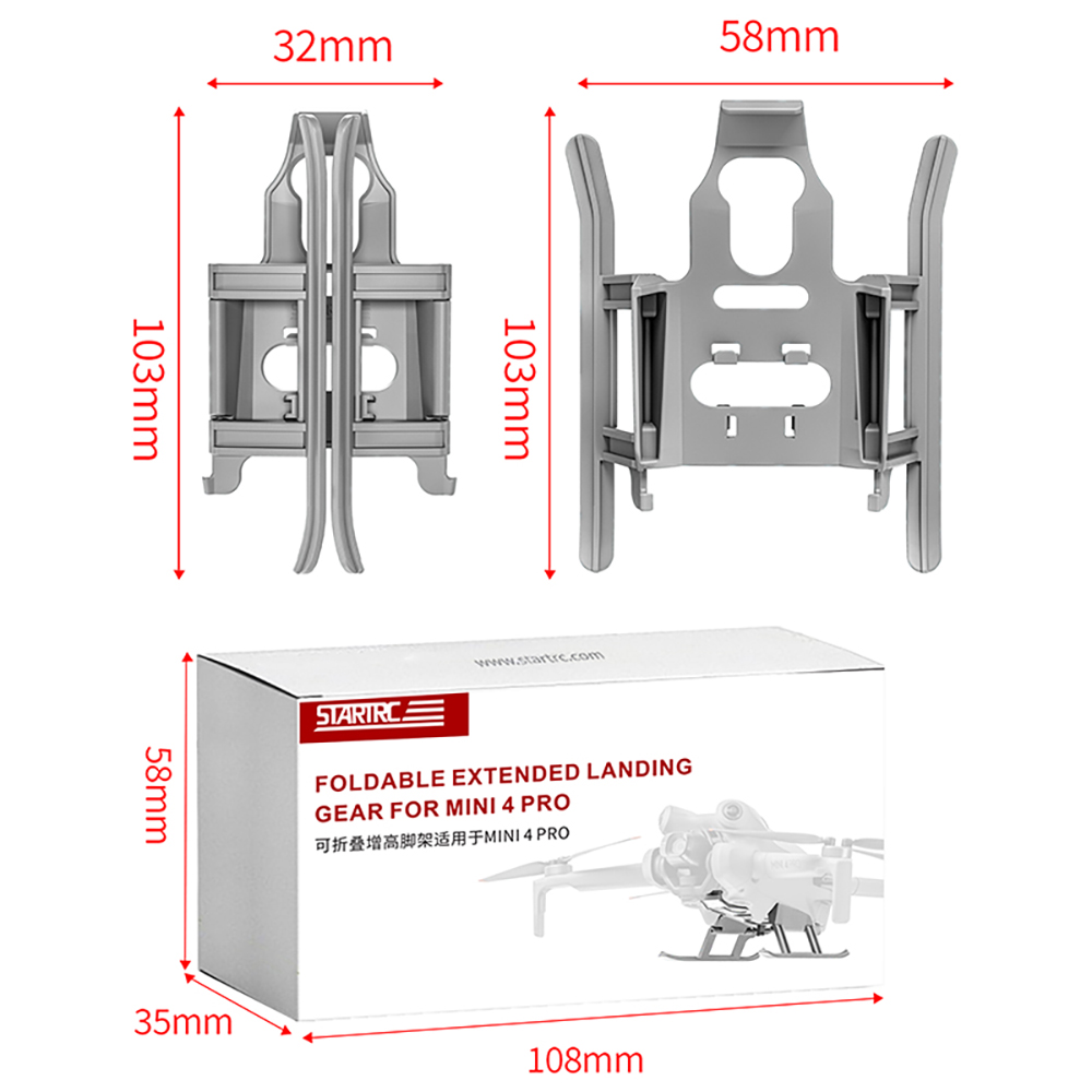STARTRCFoldableExtendedHeightenLandingGearSkidLegsProtectorSupportforDJIMini4PRORCDroneQuadcopter-2003593-11