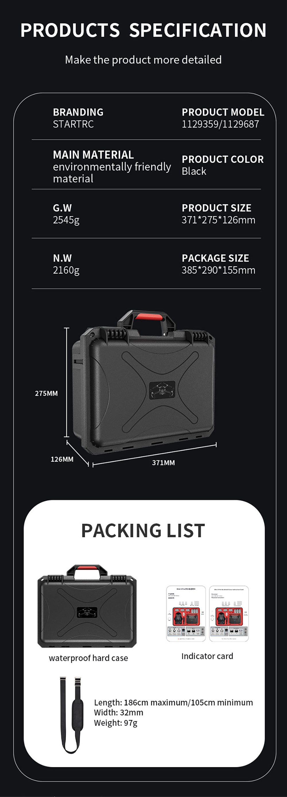 STARTRCPortableWaterproofStorageShoulderBagHandbagHardShellSuitcaseCarryingBoxCaseforDJIMINI4PRORC2R-2003582-14