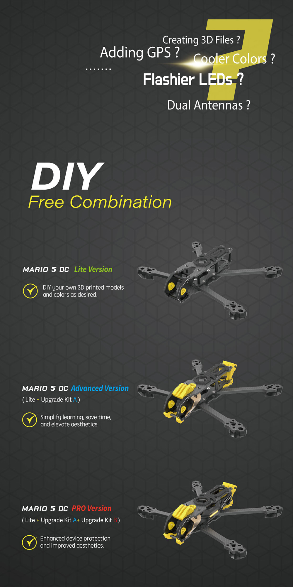 SpeedyBeeMario5DCXHPro5InchFrameKitwith3DPrintingPartsforDIYFreestyleRCDroneFPVRacing-2009930-2