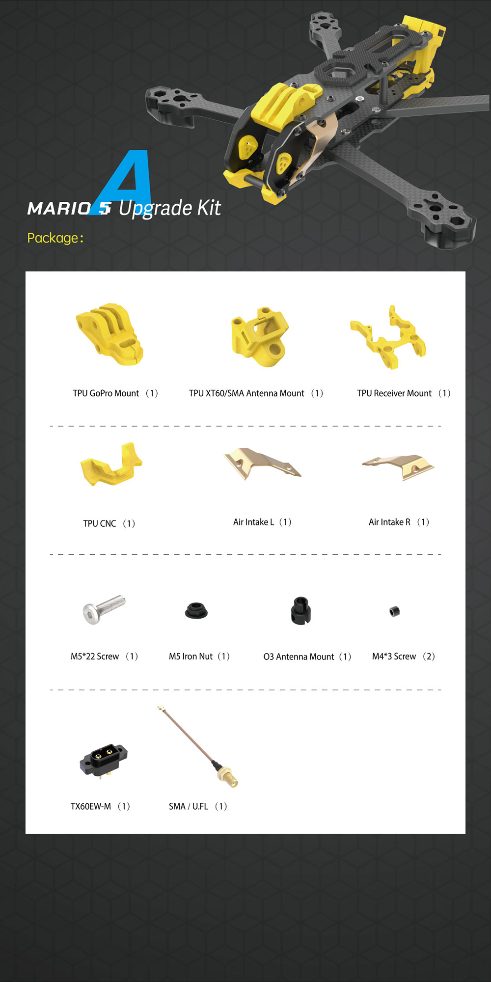 SpeedyBeeMario5DCXHPro5InchFrameKitwith3DPrintingPartsforDIYFreestyleRCDroneFPVRacing-2009930-9